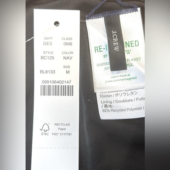 NWT J. Crew Reversible Navy/Black Curved Waist Cheeky Bikini Bottom, Mid Rise, M - Picture 8 of 13